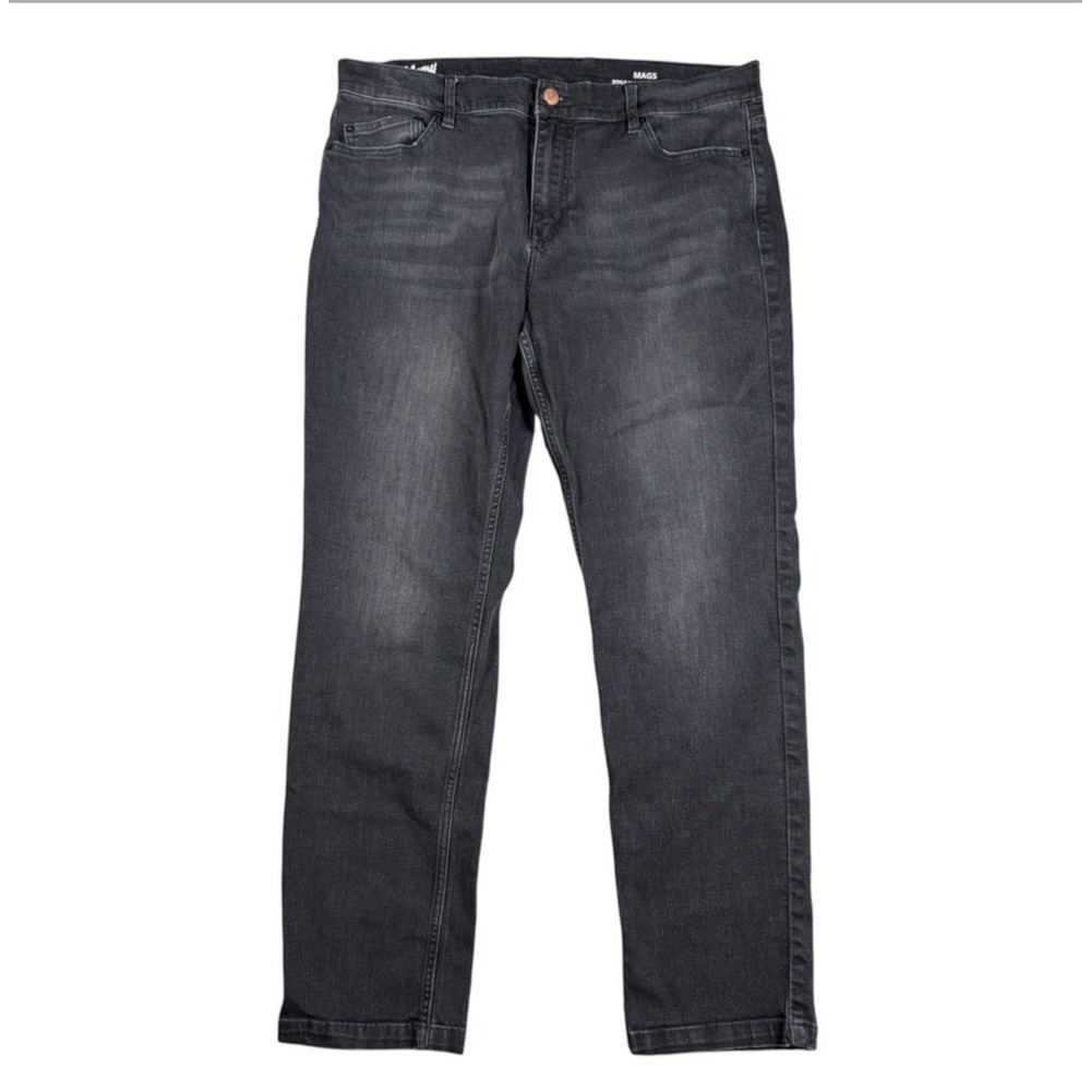 Mugsy Mags Straight Fit Jeans Men's 38x32(31) Stretch Performance Black Casual